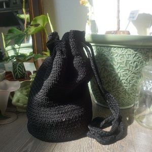 Black Macramé Hobo Backpack